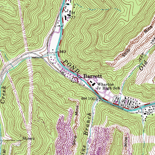 Topographic Map of Barrett, WV