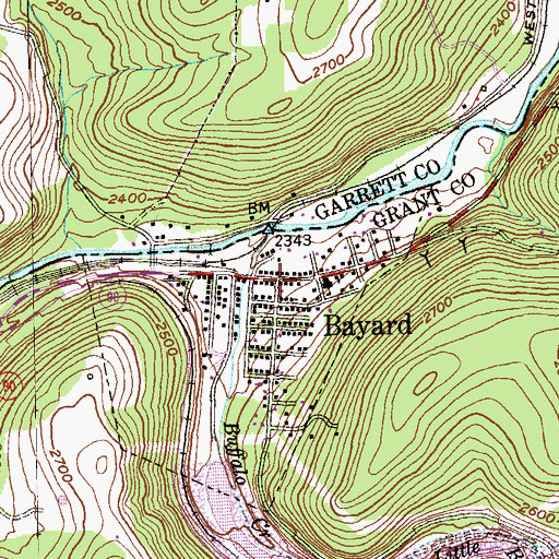 Topographic Map of Bayard, WV