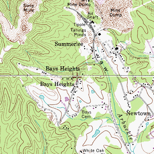 Topographic Map of Bays Heights, WV