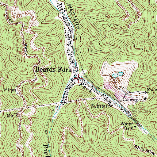 Topographic Map of Beards Fork, WV