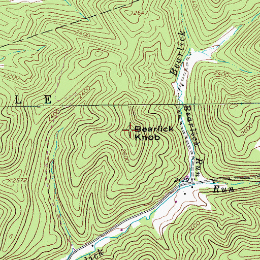 Topographic Map of Bearlick Knob, WV