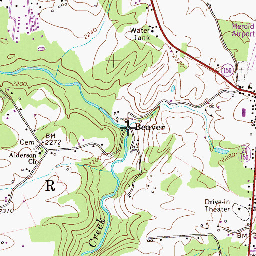 Topographic Map of Beaver, WV