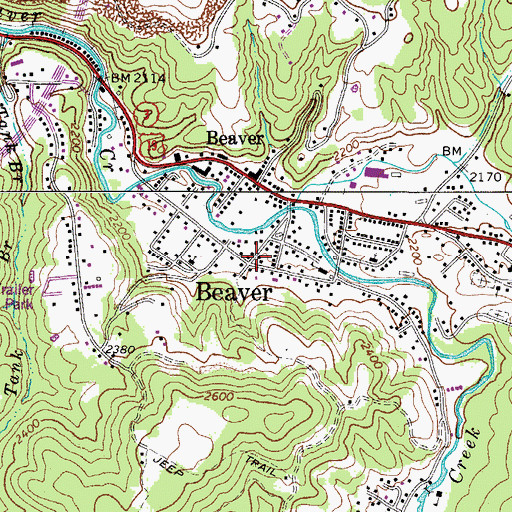 Topographic Map of Beaver, WV