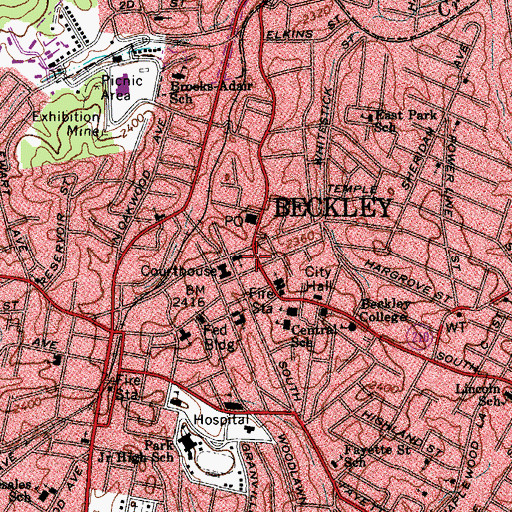 Topographic Map of Beckley, WV