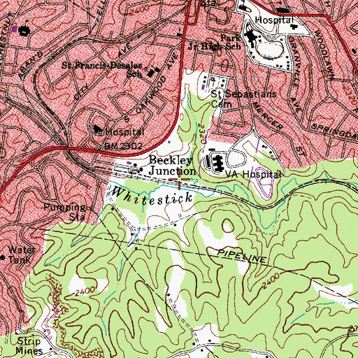 Topographic Map of Beckley Junction, WV
