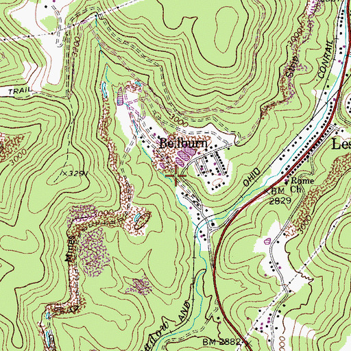 Topographic Map of Bellburn, WV