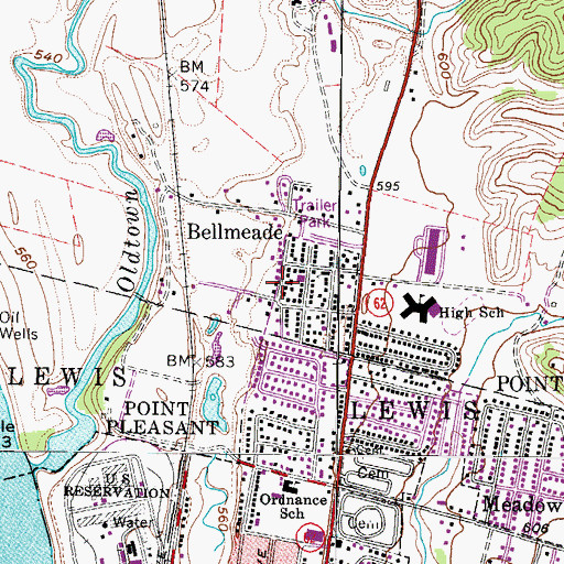 Topographic Map of Bellmeade, WV
