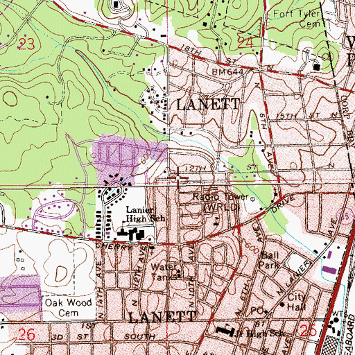 Topographic Map of Ebernezer Baptist Church, AL