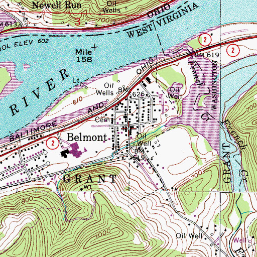 Topographic Map of Belmont, WV