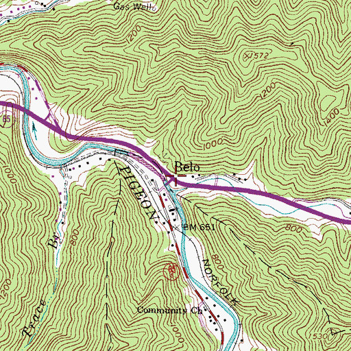 Topographic Map of Belo, WV