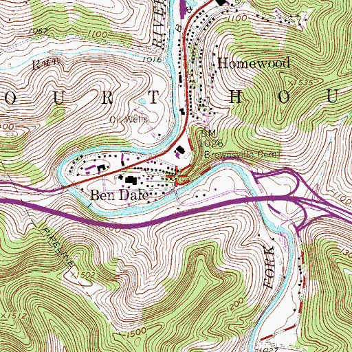 Topographic Map of Ben Dale, WV