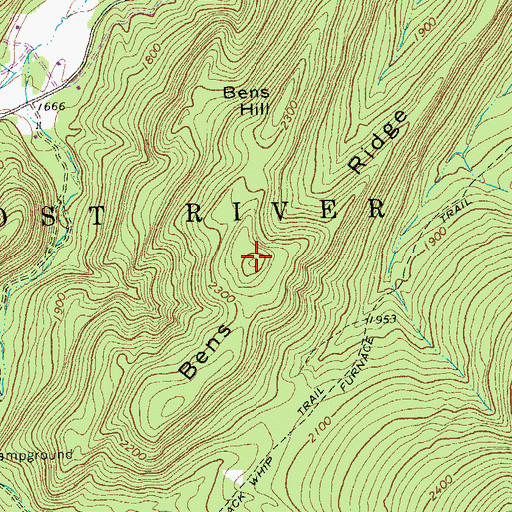 Topographic Map of Bens Hill, WV
