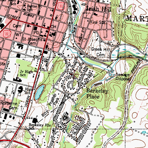 Topographic Map of Berkeley Place, WV