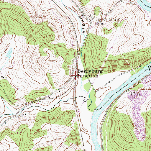 Topographic Map of Berryburg Junction, WV