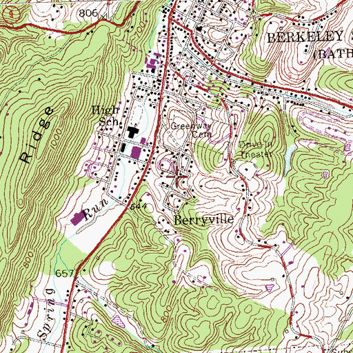 Topographic Map of Berryville, WV