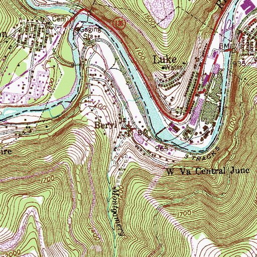 Topographic Map of Beryl, WV