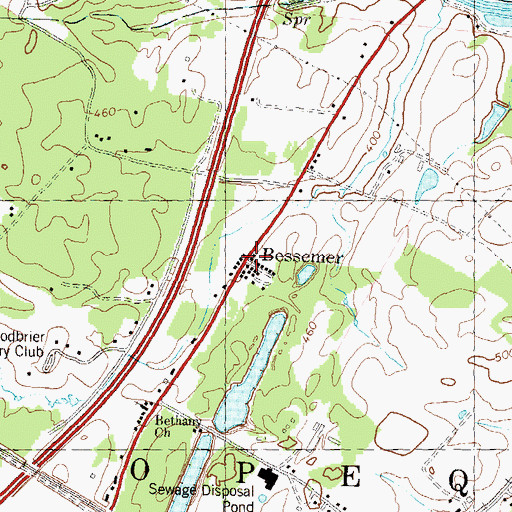 Topographic Map of Bessemer, WV