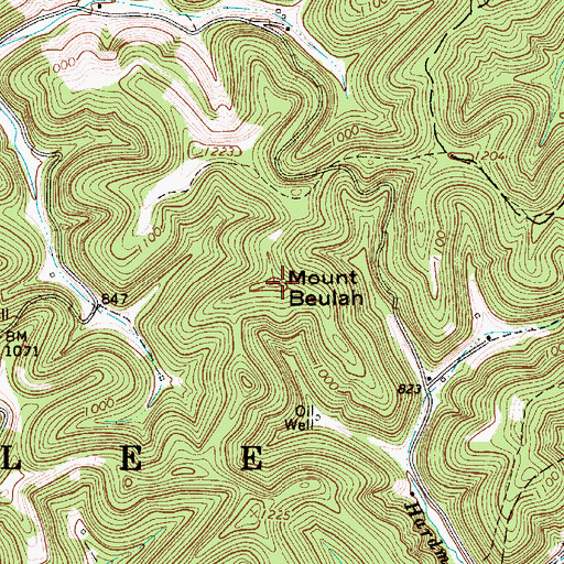 Topographic Map of Mount Beulah, WV