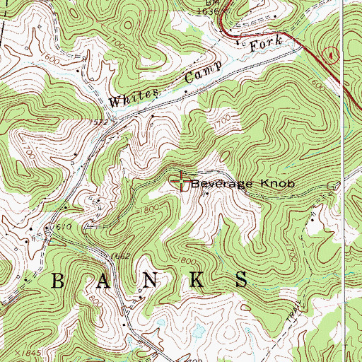 Topographic Map of Beverage Knob, WV