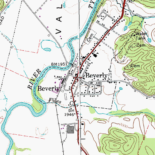 Topographic Map of Beverly, WV