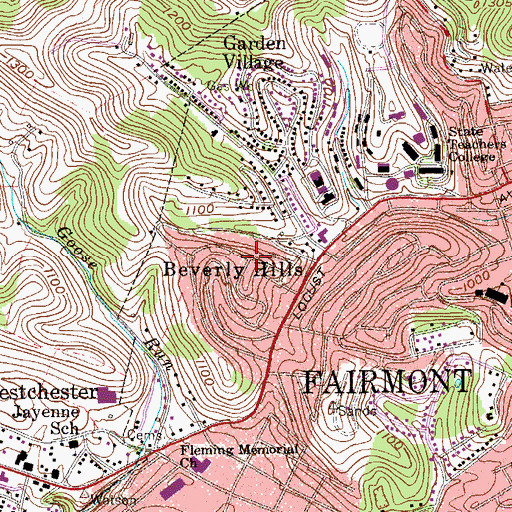 Topographic Map of Beverly Hills, WV