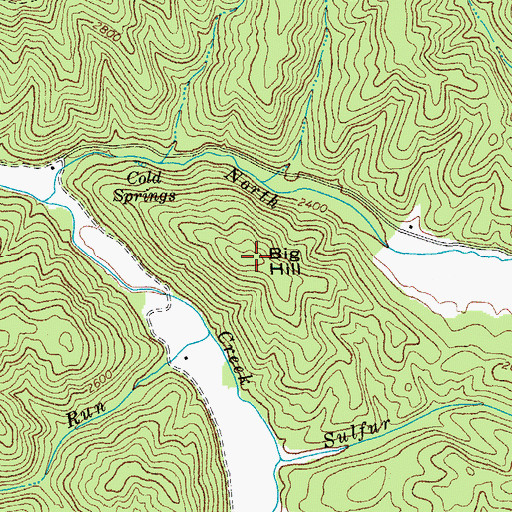 Topographic Map of Big Hill, WV