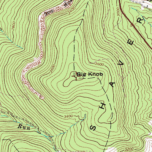 Topographic Map of Big Knob, WV