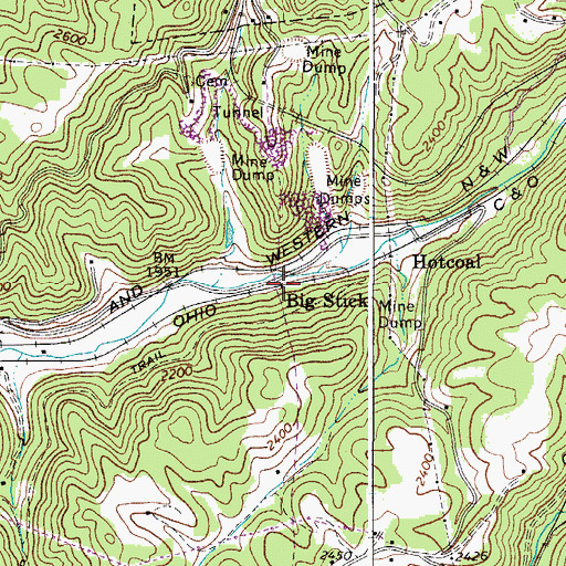 Topographic Map of Big Stick, WV
