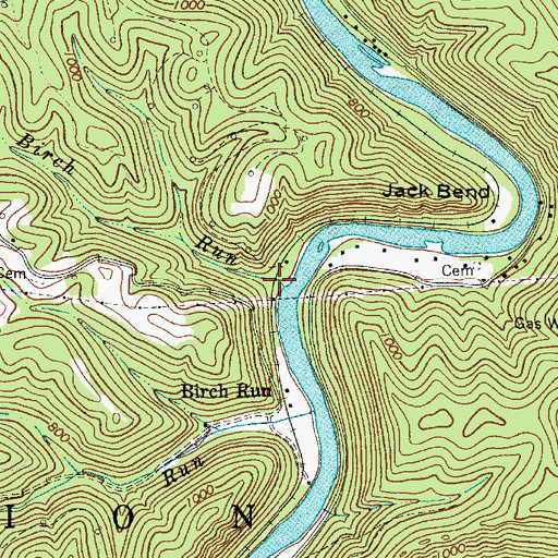 Topographic Map of Birch Run, WV