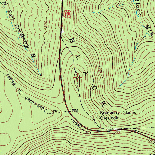 Topographic Map of Black Mountain, WV
