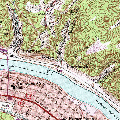 Topographic Map of Blackhawk, WV