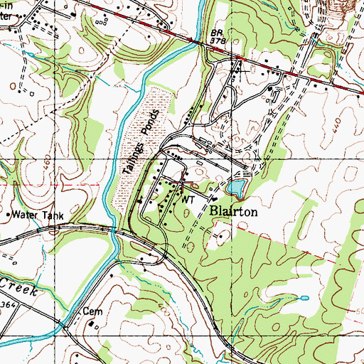 Topographic Map of Blairton, WV