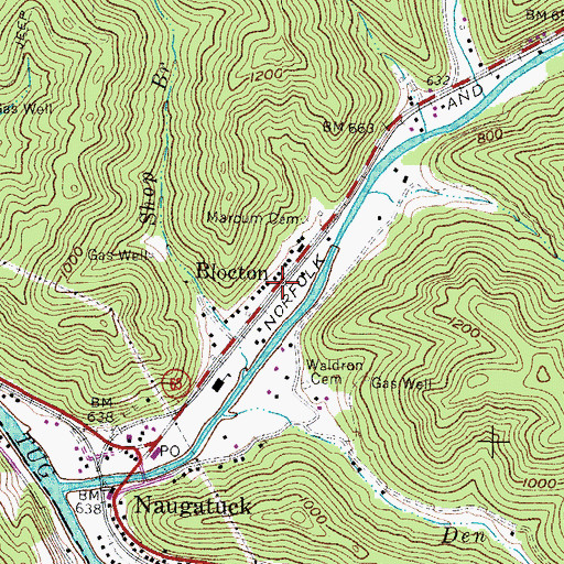 Topographic Map of Blocton, WV