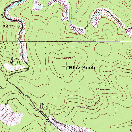 Topographic Map of Blue Knob, WV