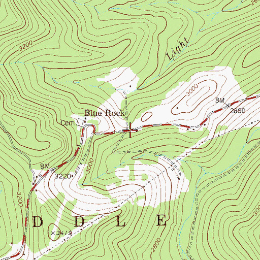 Topographic Map of Blue Rock, WV