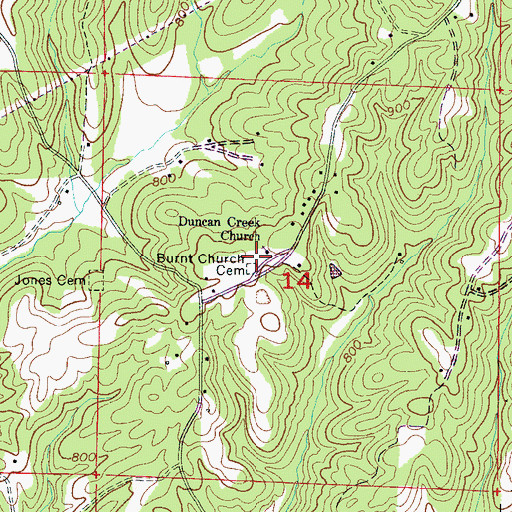 Topographic Map of Dunkin Creek Baptist Church, AL