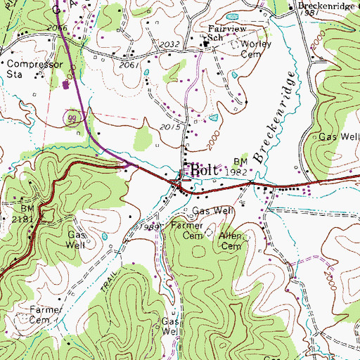 Topographic Map of Bolt, WV