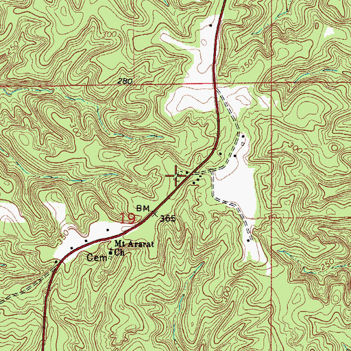 Topographic Map of Bryant-Deer Cemetery, AL