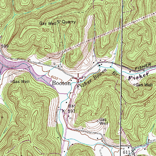 Topographic Map of Booton, WV