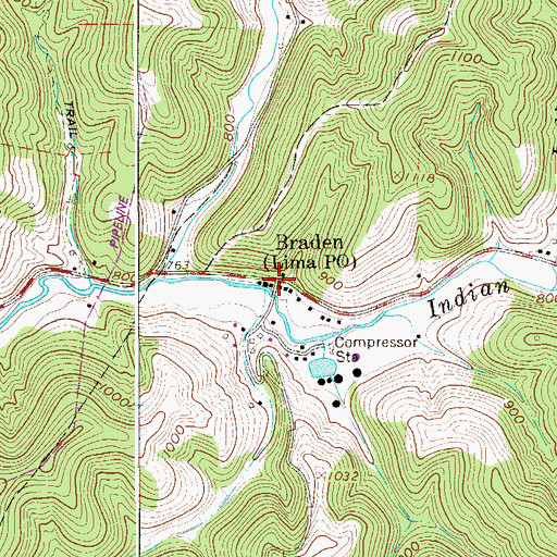 Topographic Map of Braden, WV