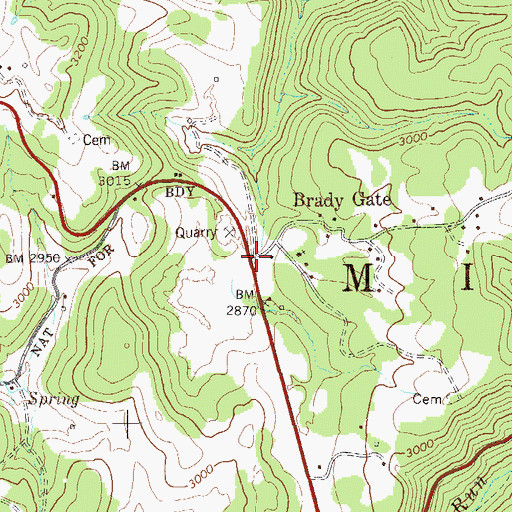 Topographic Map of Brady Gate, WV