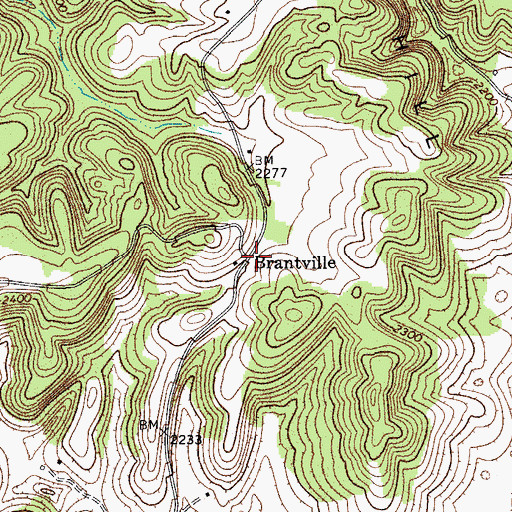 Topographic Map of Brantville, WV