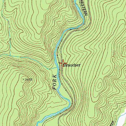 Topographic Map of Braucher, WV