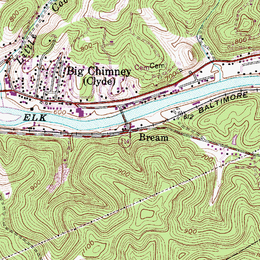 Topographic Map of Bream, WV
