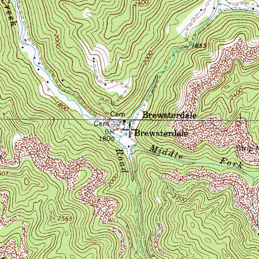 Topographic Map of Brewsterdale, WV