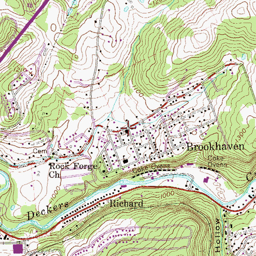 Topographic Map of Brookhaven, WV