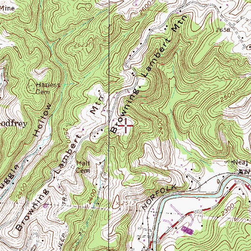 Topographic Map of Browning Lambert Mountain, WV
