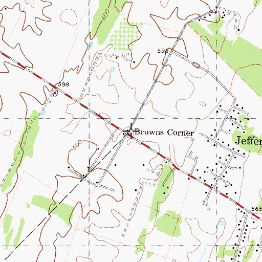 Topographic Map of Browns Corner, WV