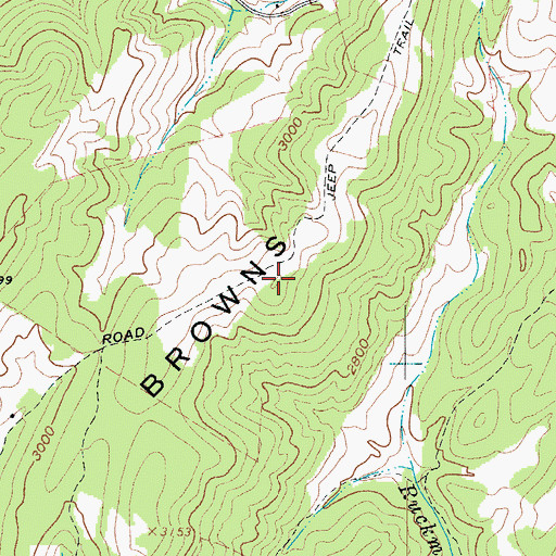 Topographic Map of Browns Mountain, WV