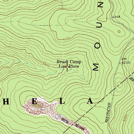 Topographic Map of Brush Camp Low Place, WV